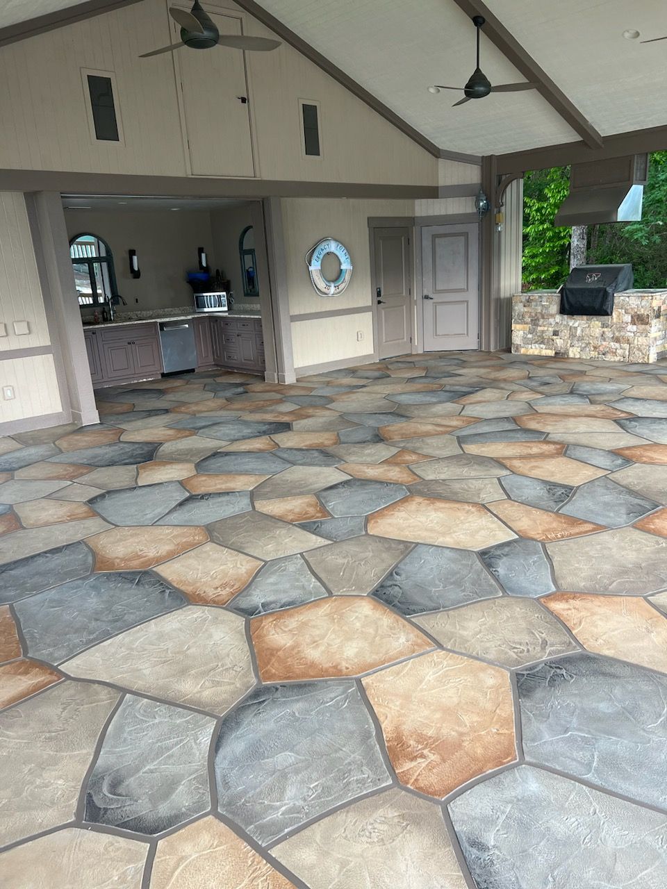 Garage with Decorative Concrete