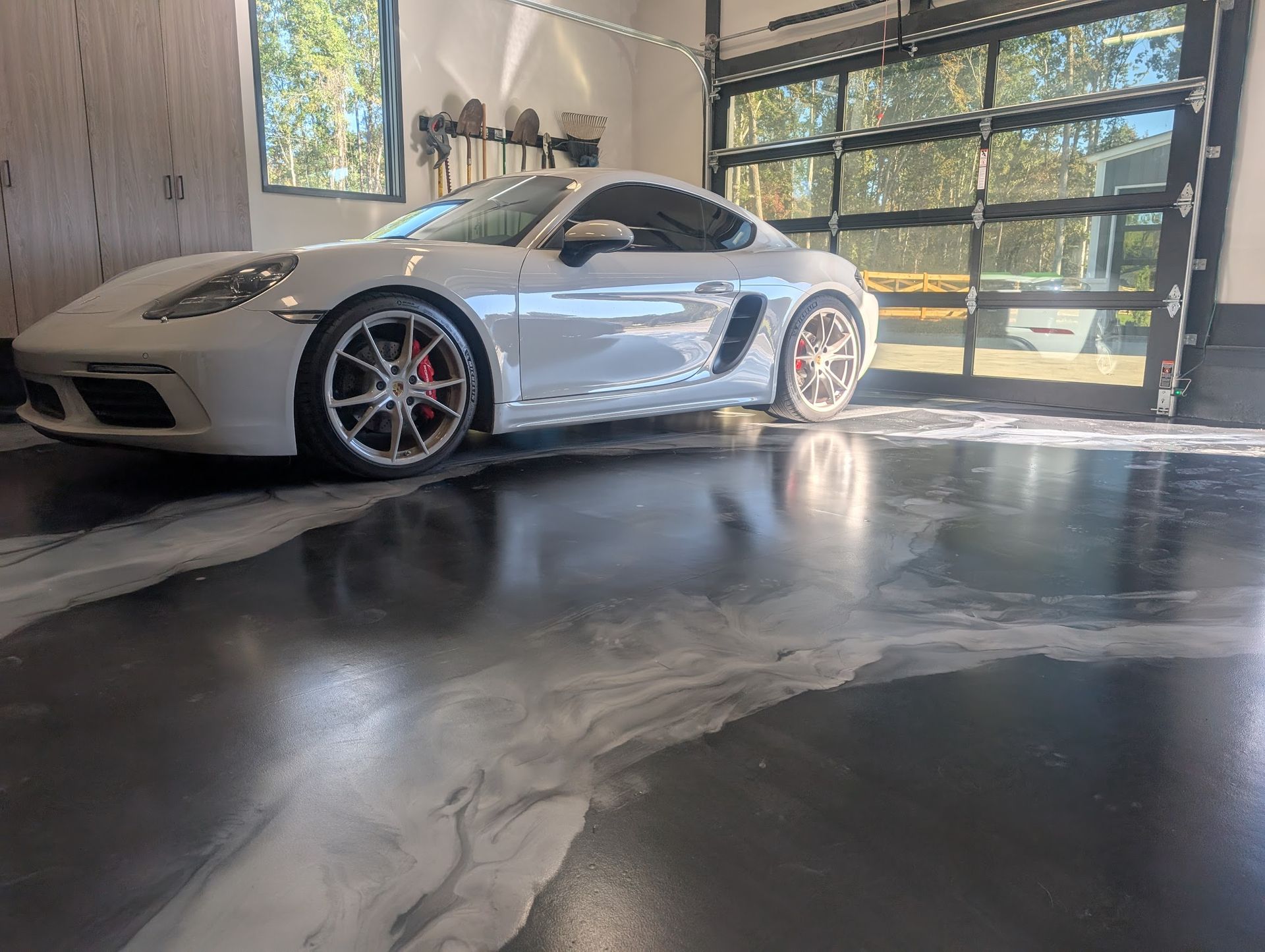 Zachary Daniel Concrete applied light blue epoxy flooring in a warehouse in Rock Hill, South Carolina.