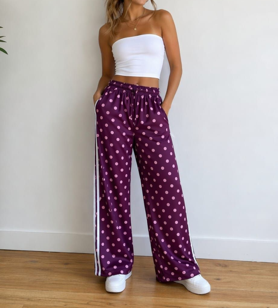 Polkadot broek paars