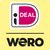 Een geel vierkant logo met het iDEAL-logo erboven, met het woord 