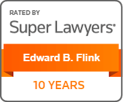 Ed Flink's Super Lawyer badge he earned 10 years in a row.