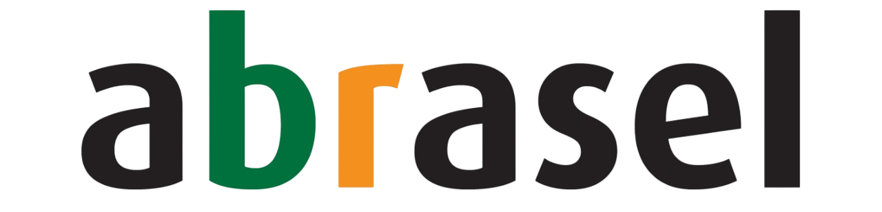 Um close do logotipo da abrasel em um fundo branco