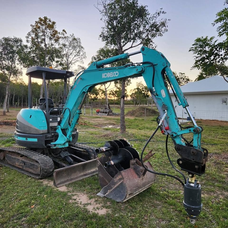 Blue Kobelco Excavator — AGM HIRE NQ in Kirwan, QLD