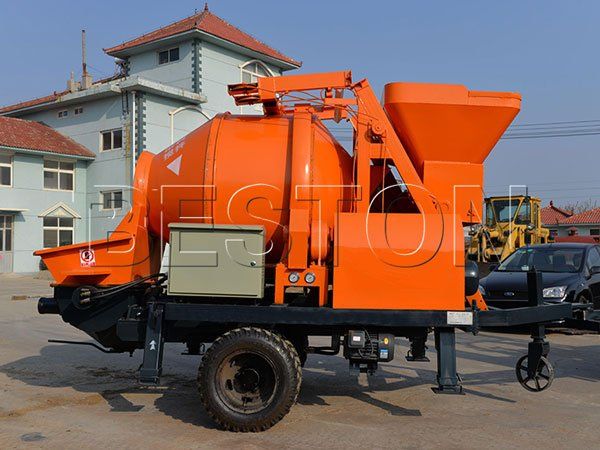 mobile concrete mixer and pump