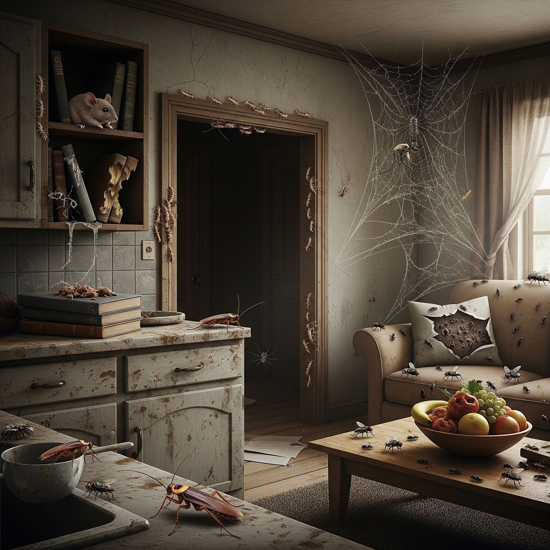 Signs of pest infestation NJ home with insects and damage indicators