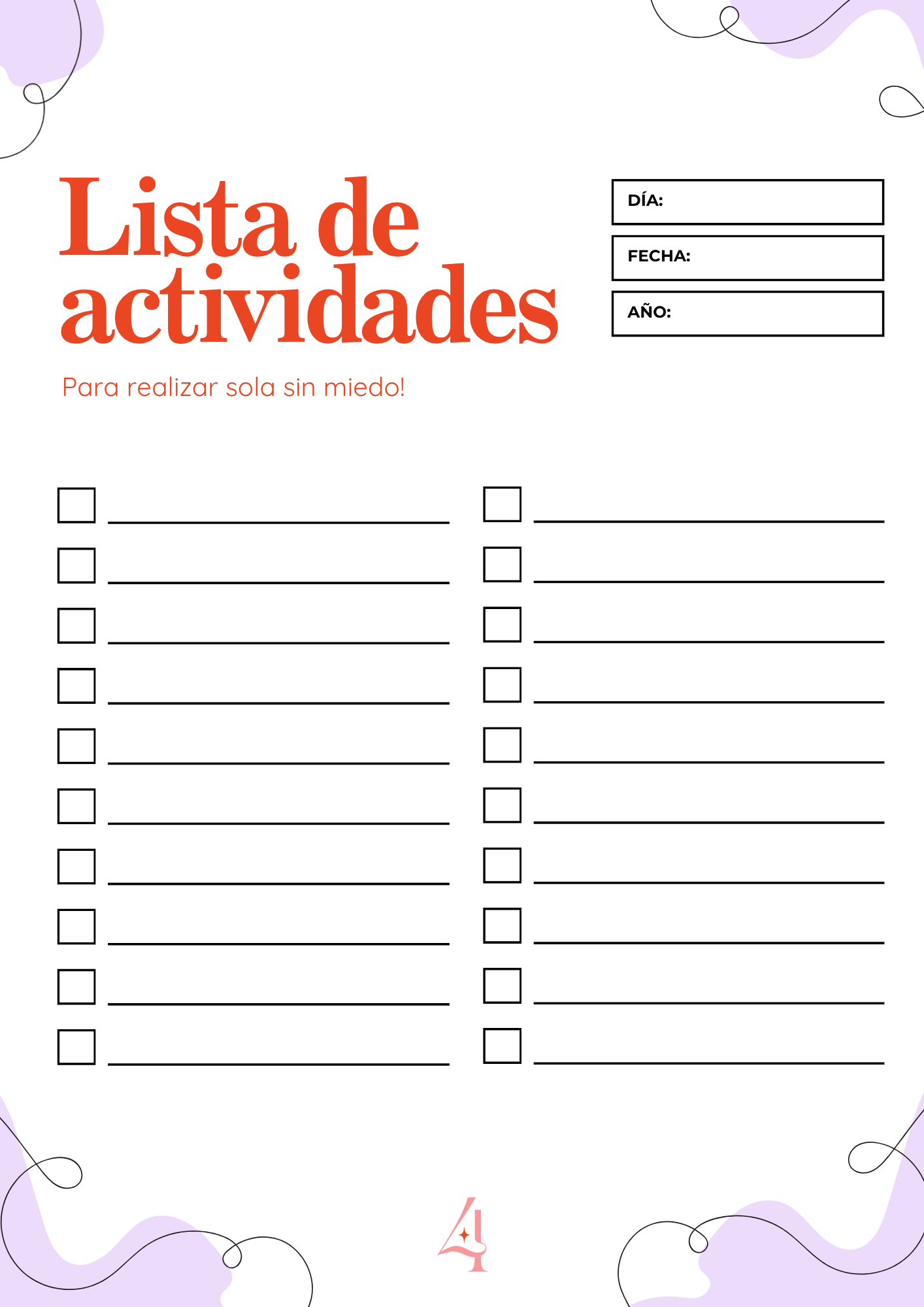 Lista de veinte actividades para realizar sola