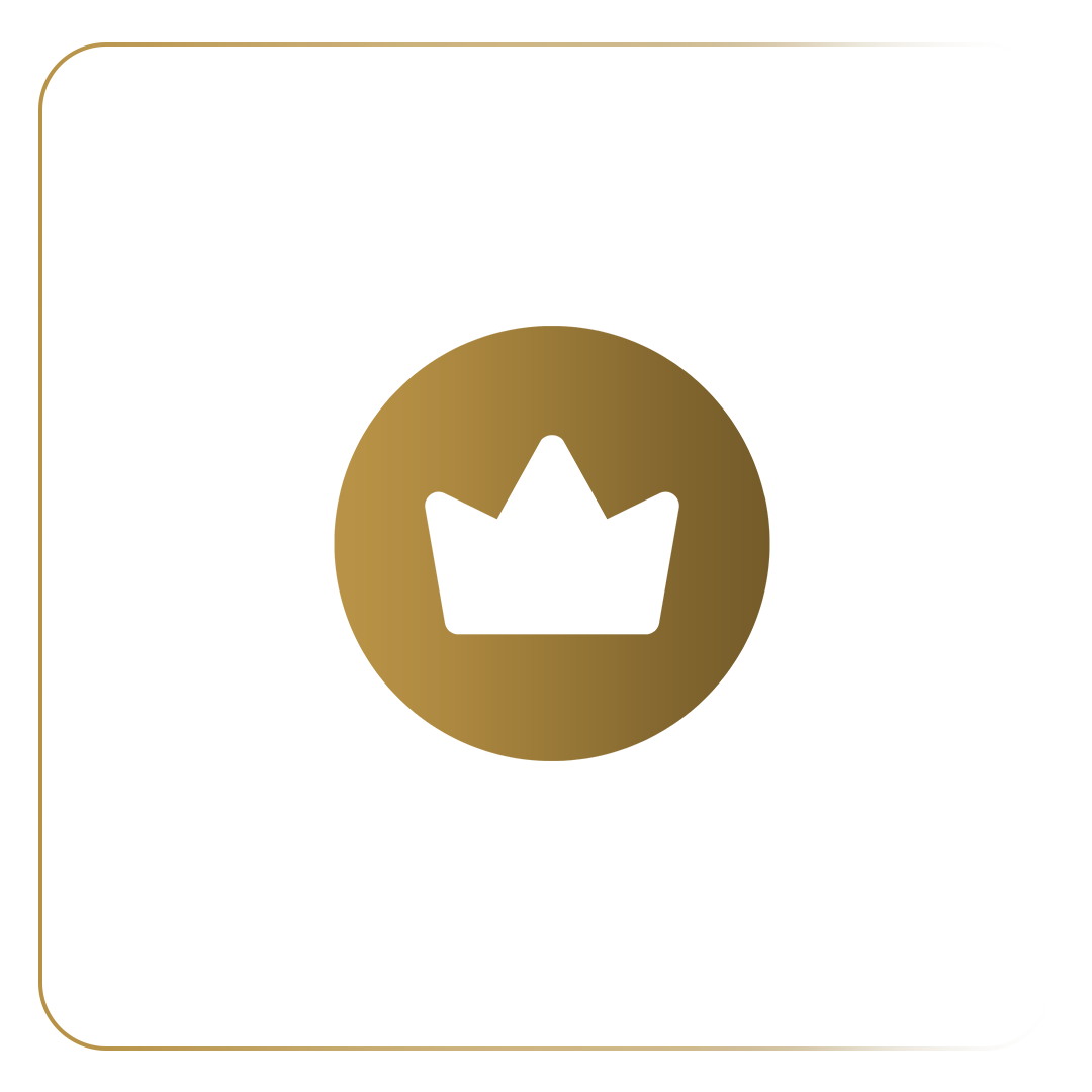 Ícone de coroa dourada dentro de um círculo dourado. Othon