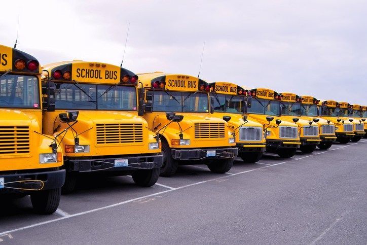 Yellow color school buses