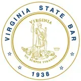 The seal of the Virginia State Bar is a circle with a statue of a man in it.