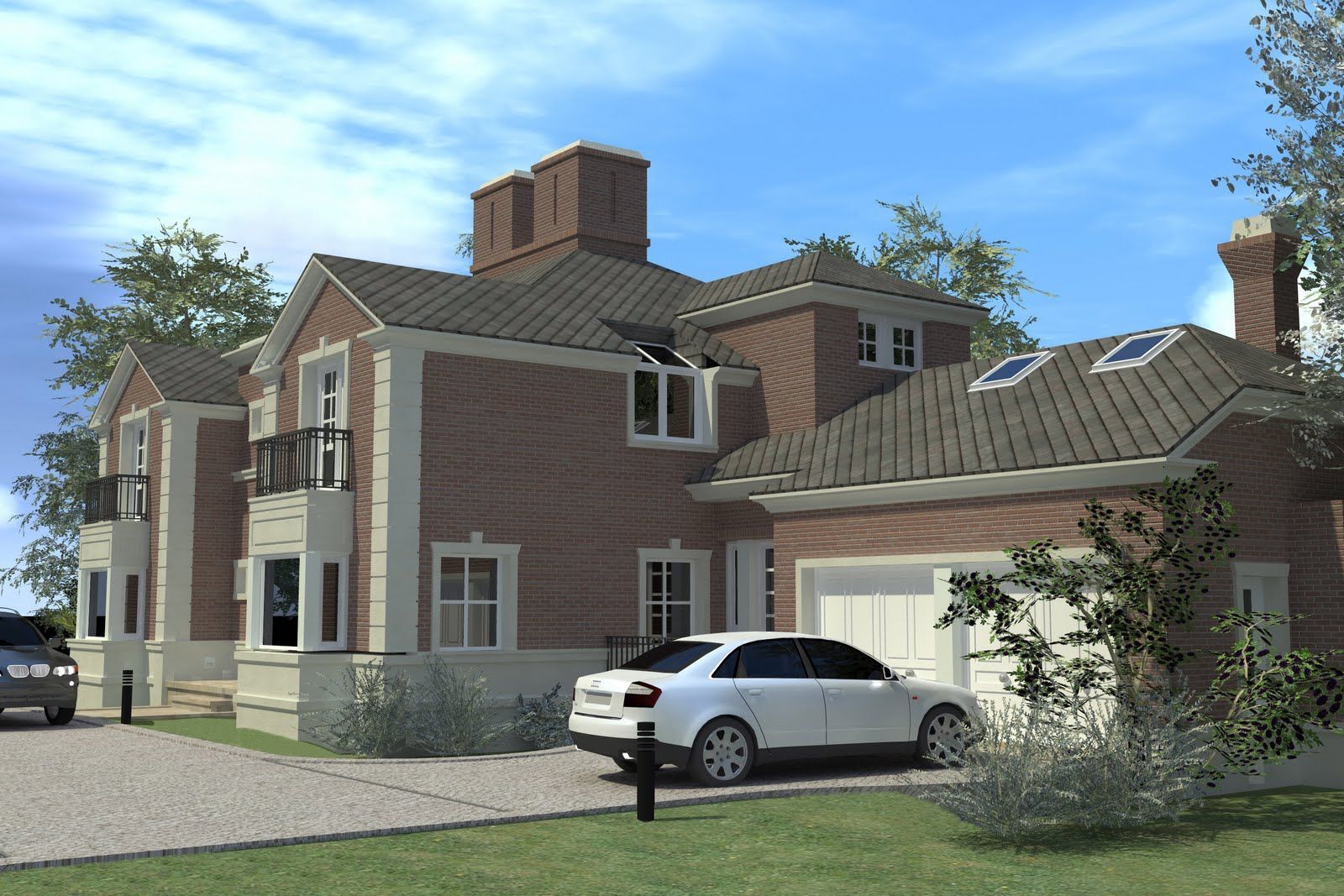 casa con auto al frente