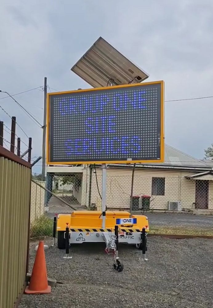 A Large Digital Sign is Sitting on Top of a Trailer — One Group Industries Pty Ltd in Bathurst, NSW