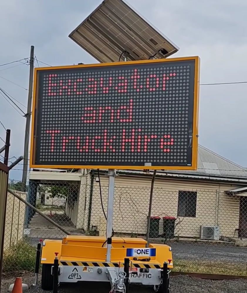 A Sign on a Trailer That Says One Traffic — One Group Industries Pty Ltd in Bathurst, NSW