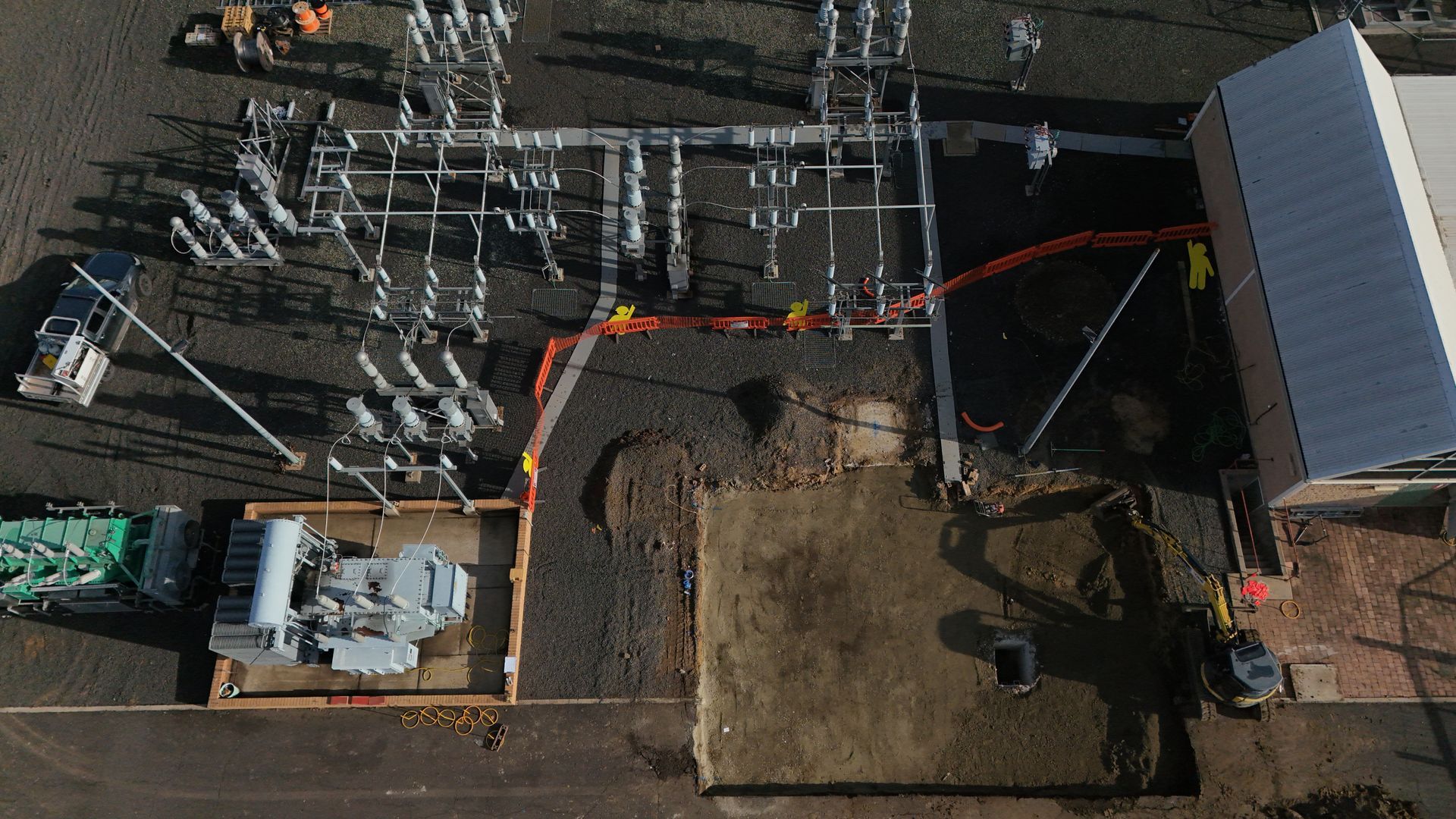 Aerial view of a power substation under construction — One Group Industries Pty Ltd in Bathurst, NSW