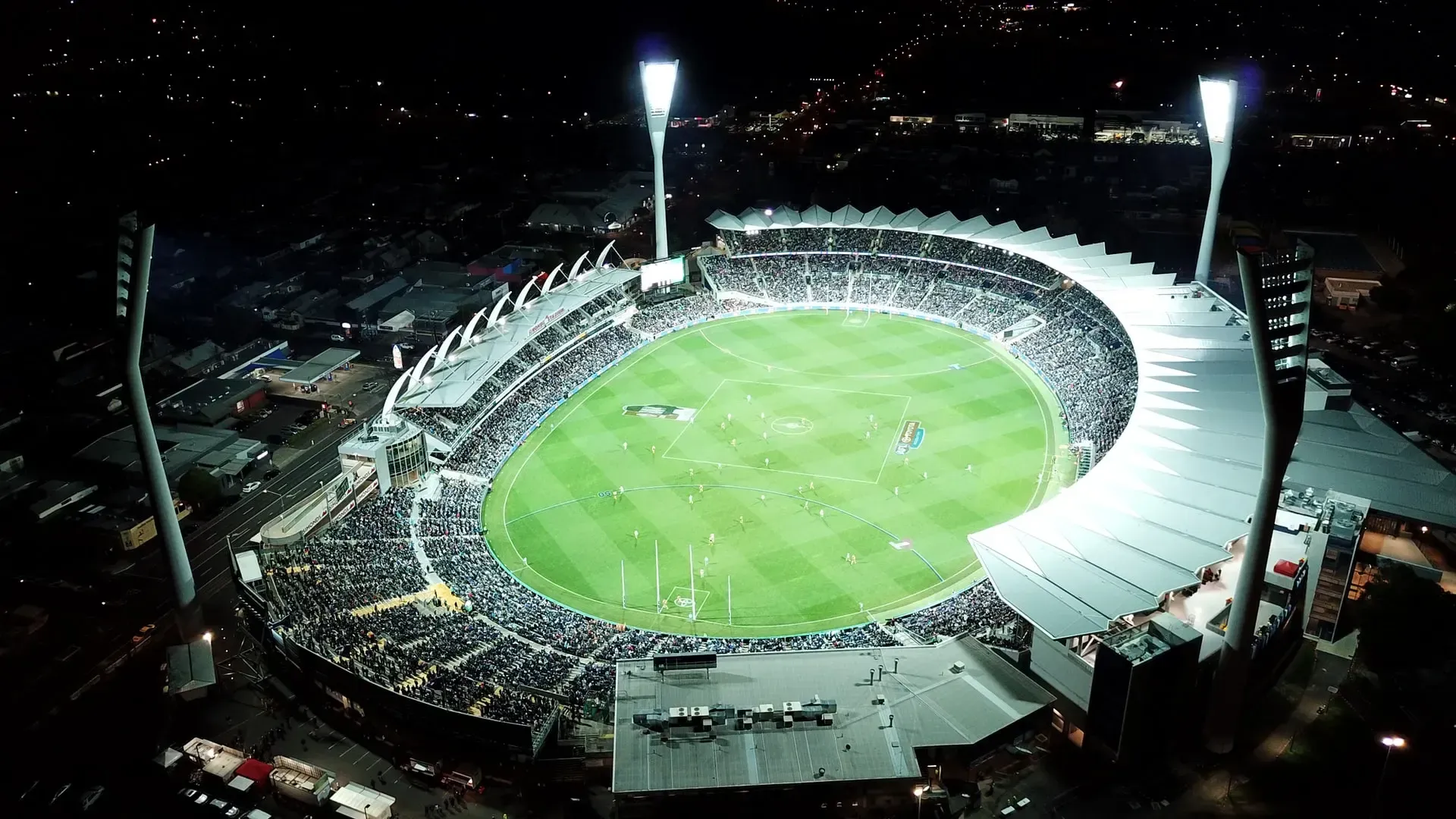 An Aerial View of a Soccer Stadium at Night — One Group Industries Pty Ltd in Bathurst, NSW