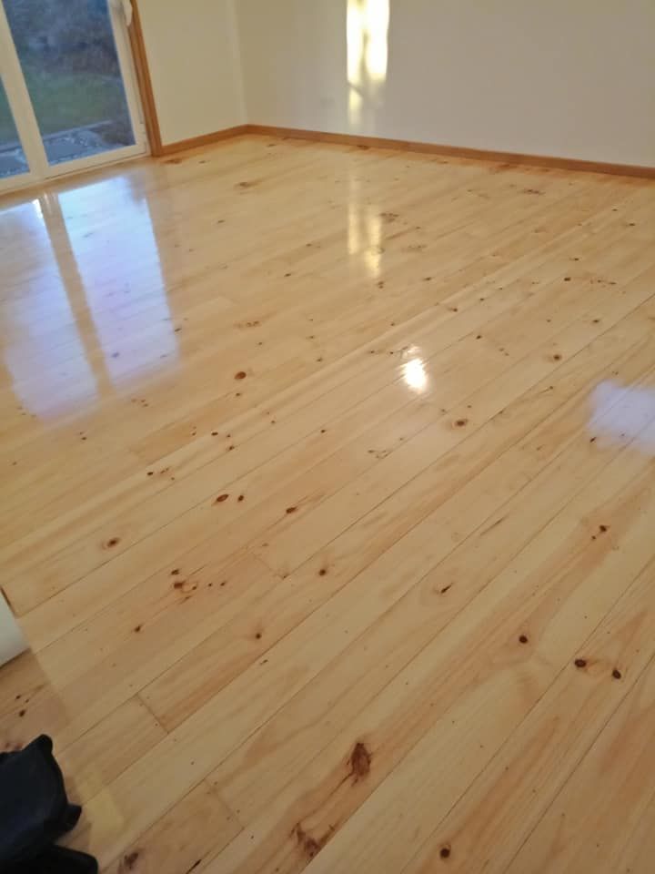 Newly Refinished, Light-coloured Knotty Pine Wood Floor — Finer Floors In Sandy Bay, TAS