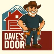 Dave's Door Logo of a smiling handyman in a cowboy hat beside a red house and “Dave’s Door” text