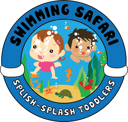 A logo for swimming safari splash splash toddlers