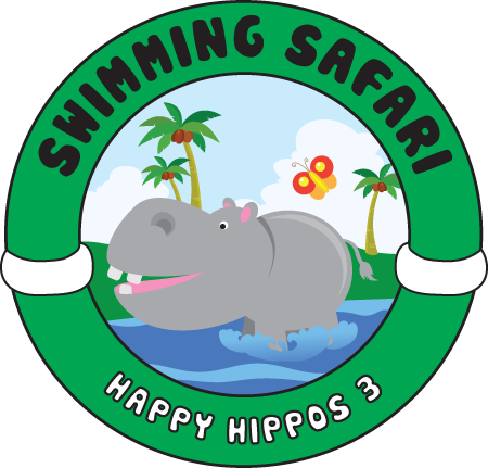 A logo for swimming safari happy hippos 3