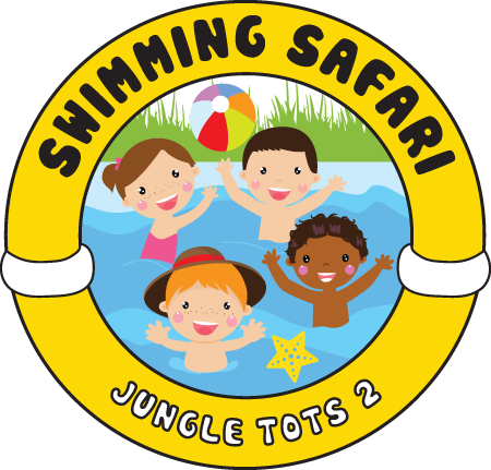 A logo for swimming safari jungle tots 2