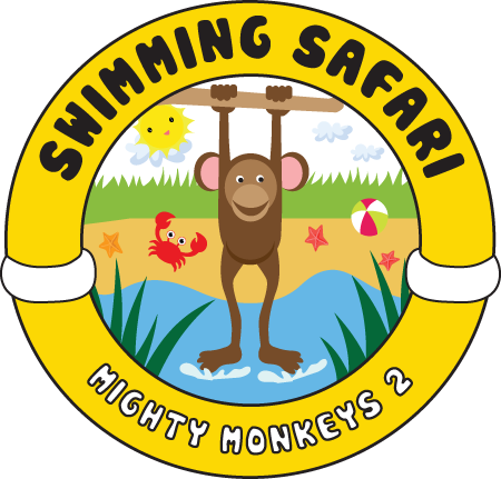 A logo for swimming safari mighty monkeys 2