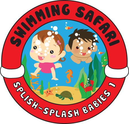 A logo for swimming safari splash splash babies