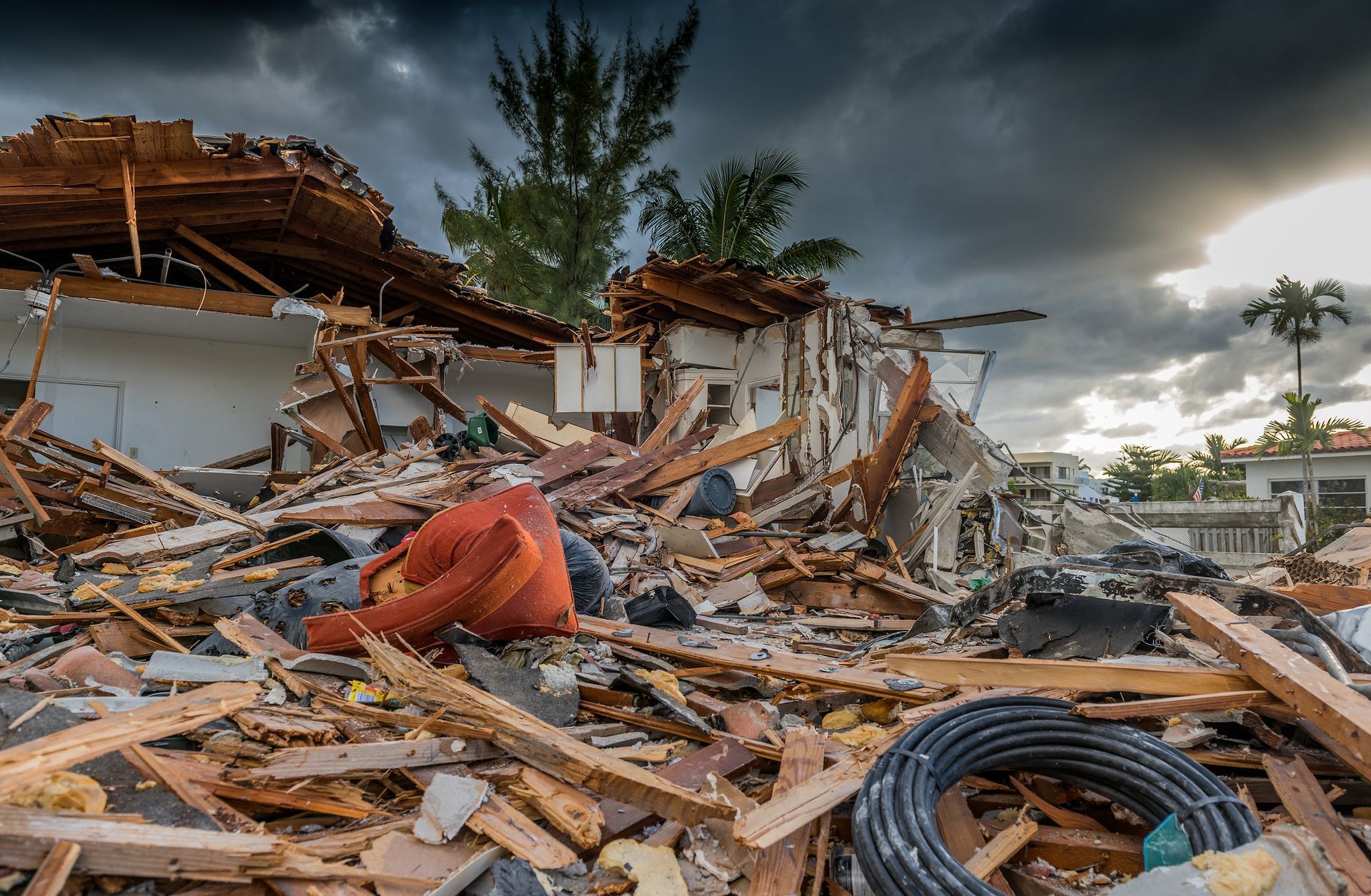 House destroyed by the passage of a hurricane.