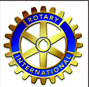 Rotary International logo: gold gear with blue circle and