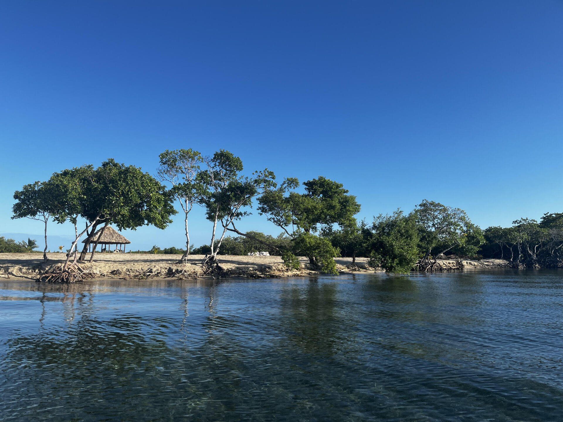 A small island in the middle of a body of water