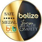 The belize tourism health and safety medal is a gold medal.