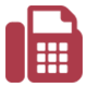 A red icon of a fax machine on a white background.