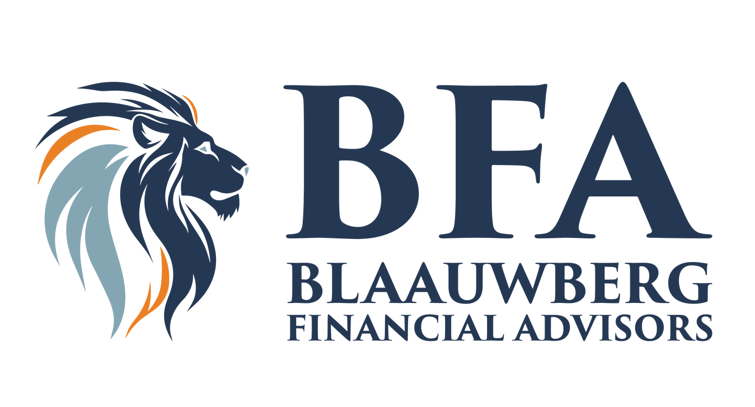 The logo for blaauwberg financial advisors has a lion on it.