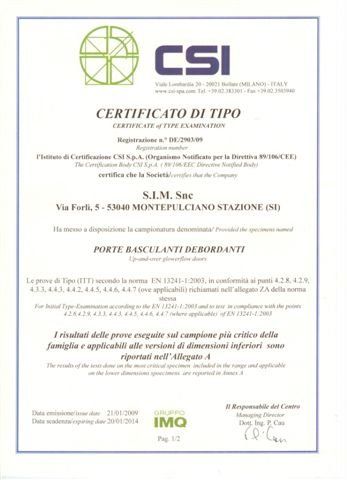 Certificato di esame tipo A