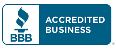 BBB Accredited Business logo with a torch icon and text.