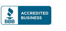 BBB Accredited Business logo with a torch icon and text.