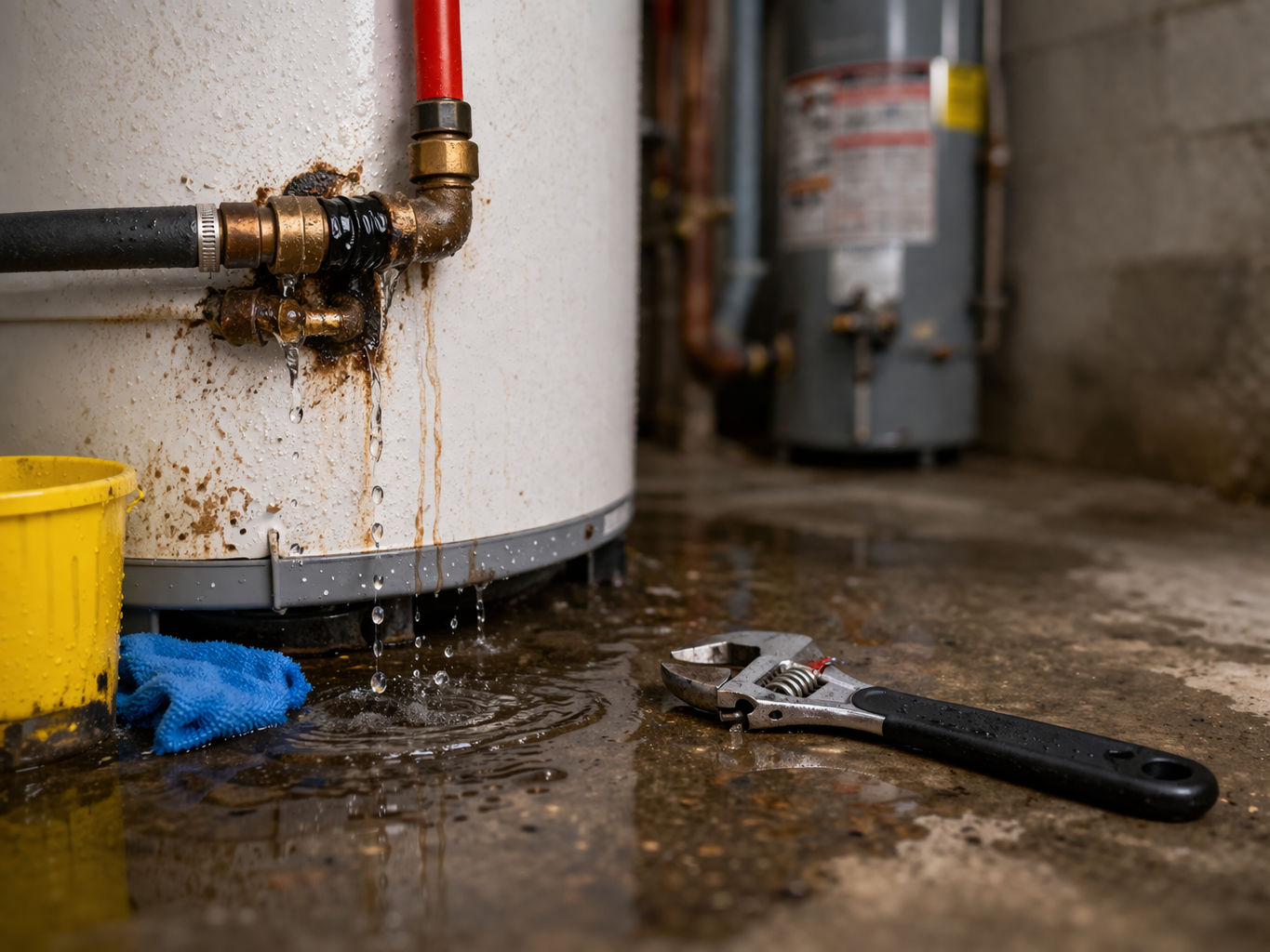 water heater leaking water on the ground