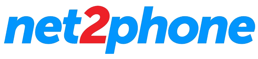 A blue and red logo for net2phone on a white background