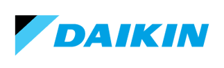 The daikin logo is blue and black on a white background