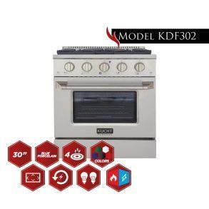 A stainless steel stove with the model kdf302 on it