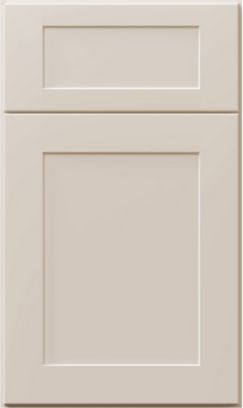 A close up of a white cabinet door on a white background.