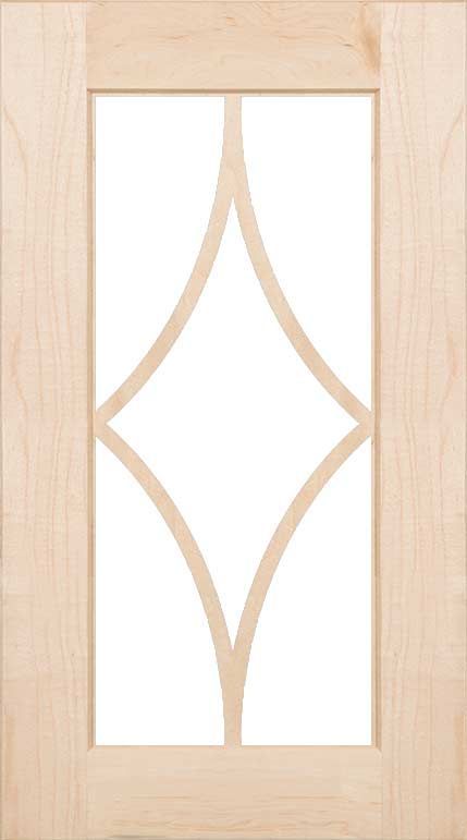 A wooden door with a diamond pattern on it on a white background.