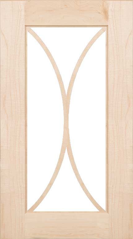 A wooden door with a geometric design on it on a white background.