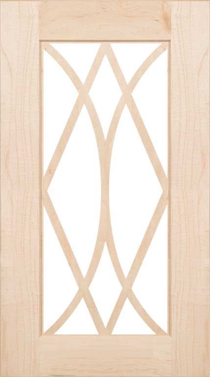 A wooden door with a geometric design on it.