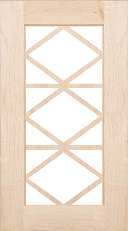 A wooden door with a diamond pattern on it on a white background.