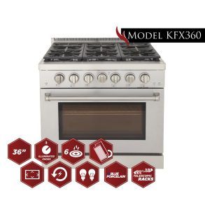 A stainless steel stove with a large oven and a stove top oven.