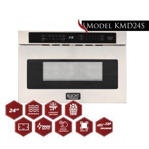 A stainless steel microwave oven with a 24 inch capacity.