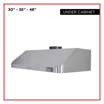 A stainless steel hood that is under a cabinet
