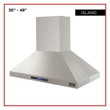 Stainless steel island range hood, 36