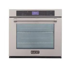 Stainless steel KUCHT built-in oven with a digital display showing 11:07.