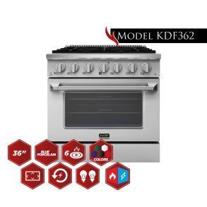 A stainless steel stove with a large oven and a stove top oven.