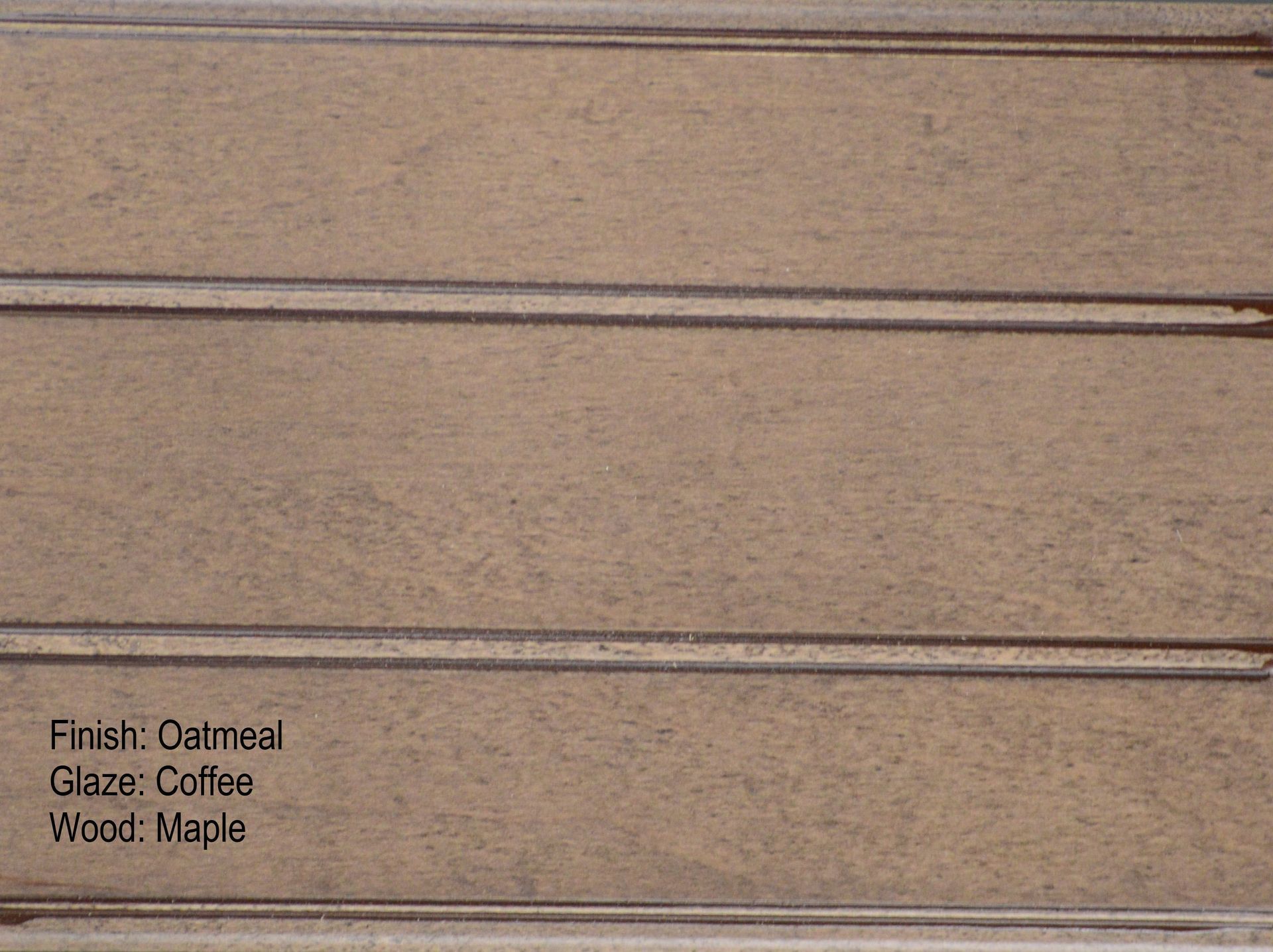 A close up of a piece of wood that says finish oatmeal glaze coffee wood maple